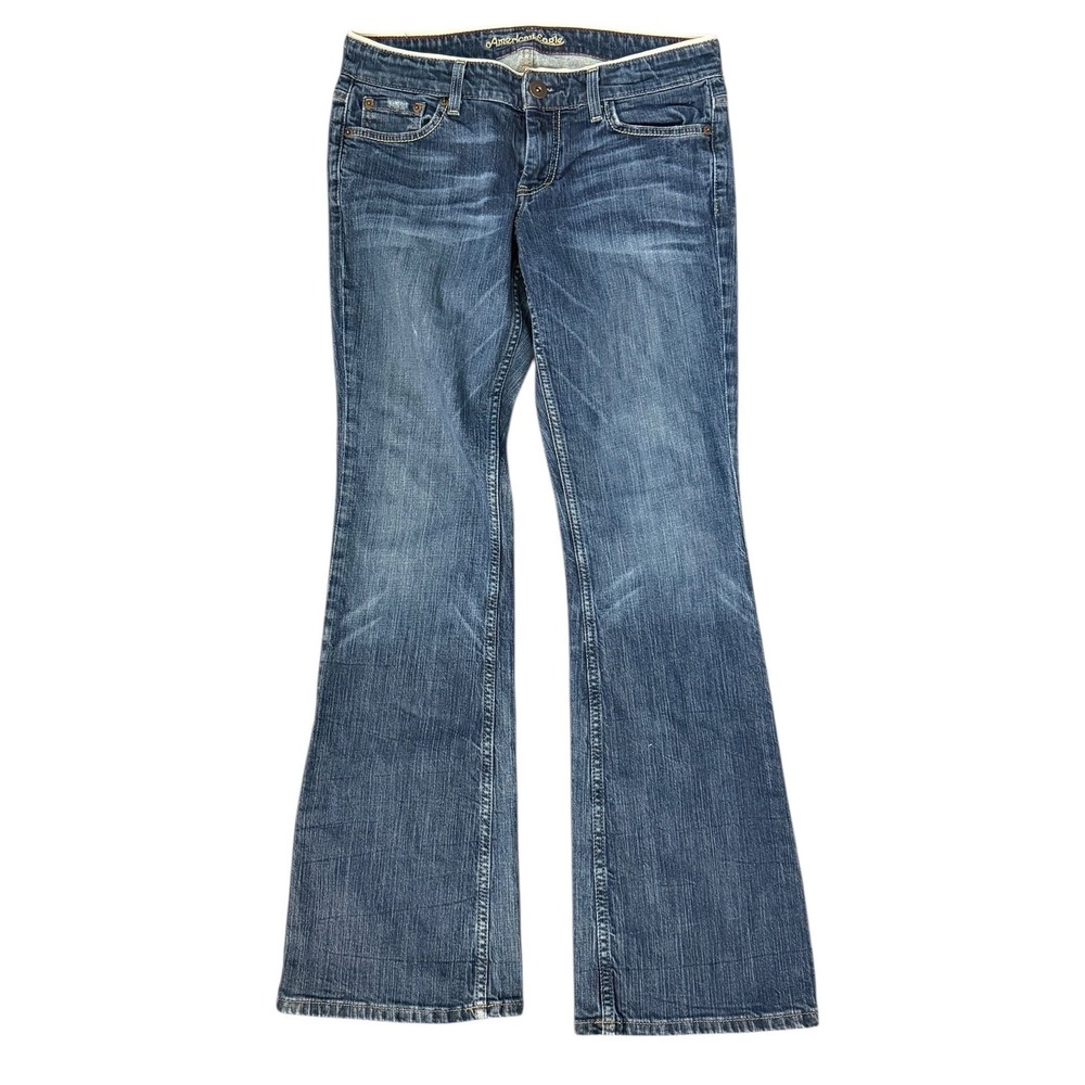 Vintage Y2K American Eagle Jeans Womens 8 Hipster Fit Low‎ Rise Flare Festival